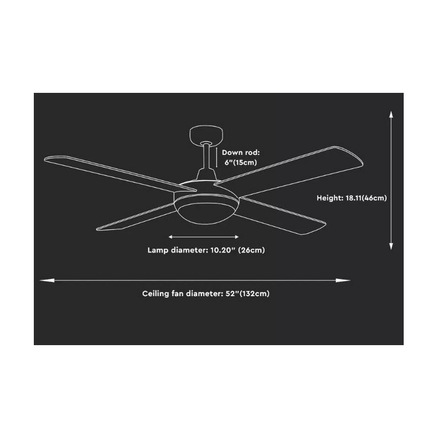 Ceiling fan 2xE27/20W/230V + RC