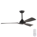 Ceiling fan d. 132 cm IP44 black + remote control