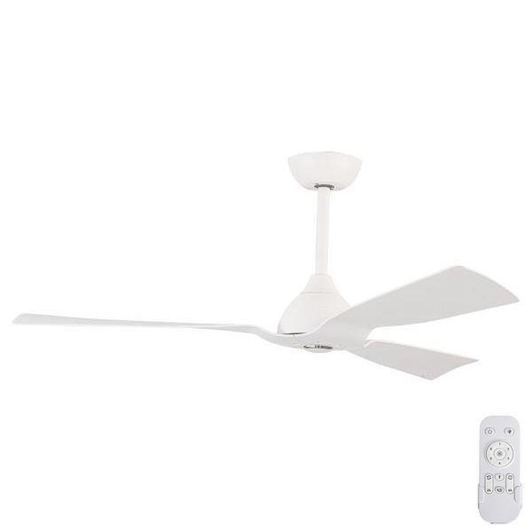 Ceiling fan d. 132 cm IP44 white + remote control