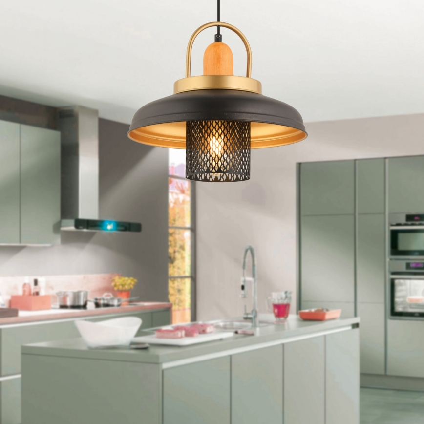 Ceiling lamp MONZA 1xE27/40W/230V diameter 32 cm black/gold