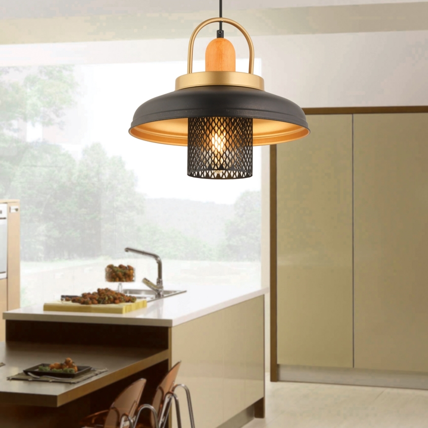 Ceiling lamp MONZA 1xE27/40W/230V diameter 32 cm black/gold