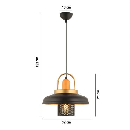 Ceiling lamp MONZA 1xE27/40W/230V diameter 32 cm black/gold