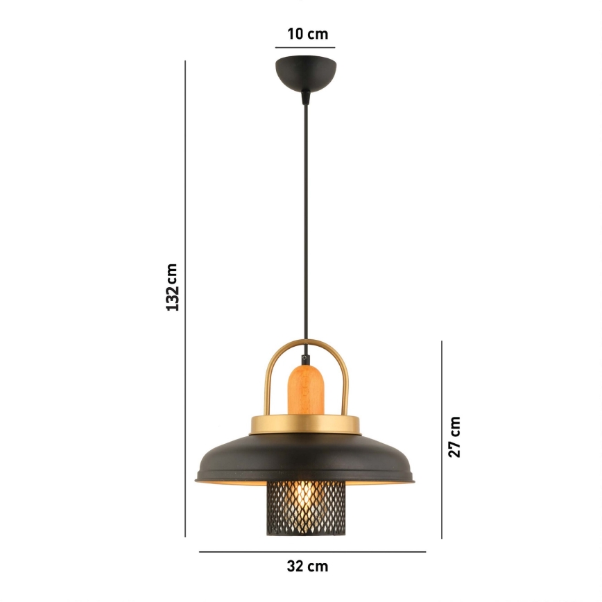 Ceiling lamp MONZA 1xE27/40W/230V diameter 32 cm black/gold