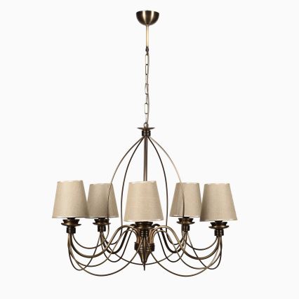 Ceiling lamp on chain CLASSIC 5xE14/40W/230V bronze/beige