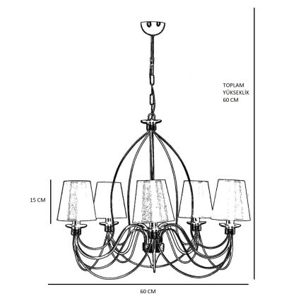 Ceiling lamp on chain CLASSIC 5xE14/40W/230V bronze/beige