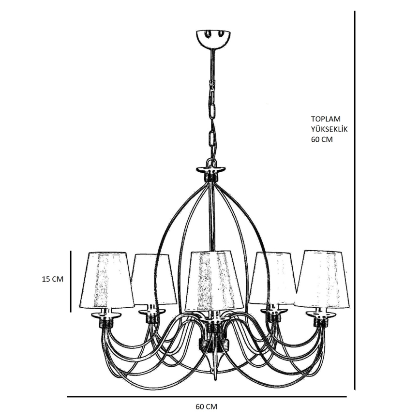 Ceiling lamp on chain CLASSIC 5xE14/40W/230V bronze/beige