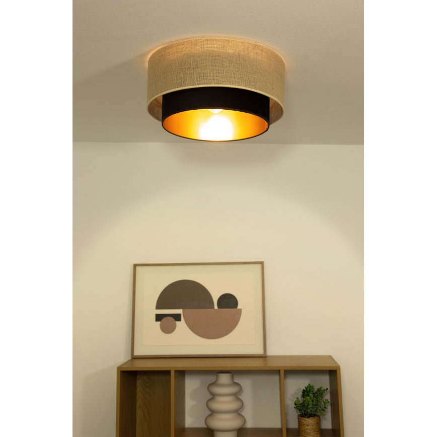 Ceiling lamp SARTA 1xE27/60W/230V Ø 45 cm black/jute