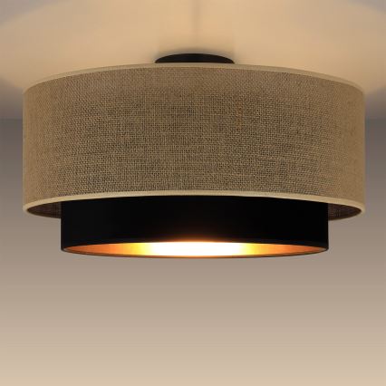 Ceiling lamp SARTA 1xE27/60W/230V Ø 45 cm black/jute