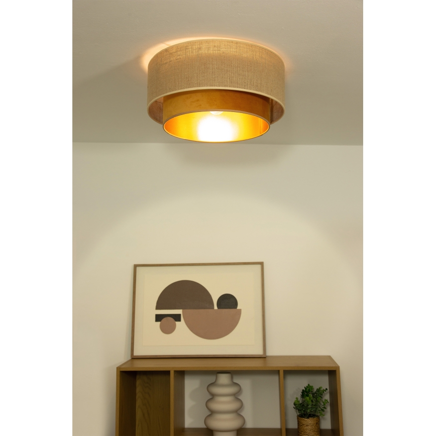 Ceiling lamp SARTA 1xE27/60W/230V Ø 45 cm copper/jute
