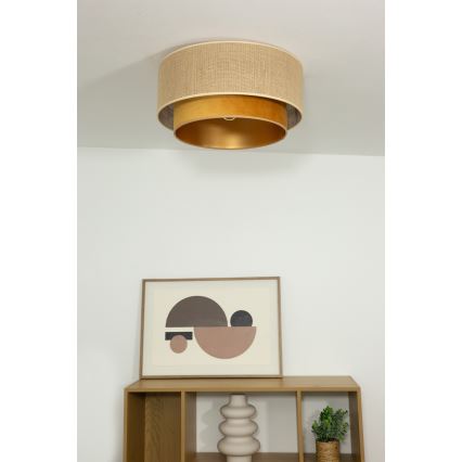 Ceiling lamp SARTA 1xE27/60W/230V Ø 45 cm copper/jute