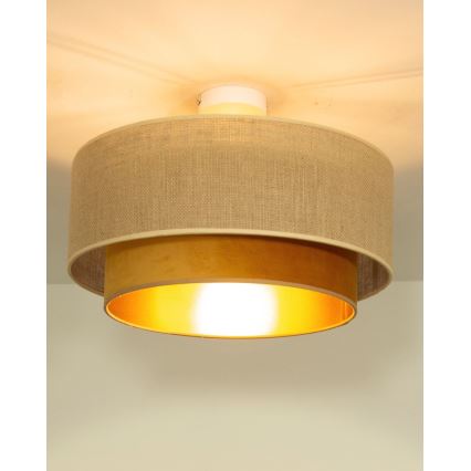 Ceiling lamp SARTA 1xE27/60W/230V Ø 45 cm copper/jute