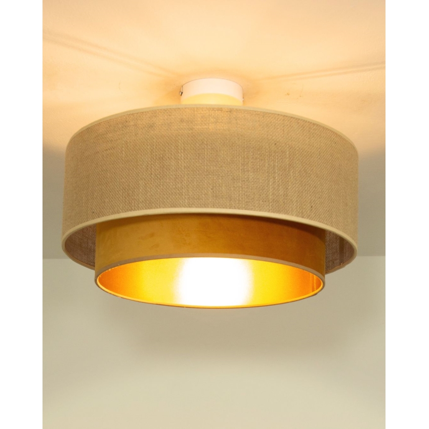 Ceiling lamp SARTA 1xE27/60W/230V Ø 45 cm copper/jute