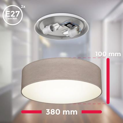 Ceiling light 2xE27/40W/230V Ø 38 cm beige