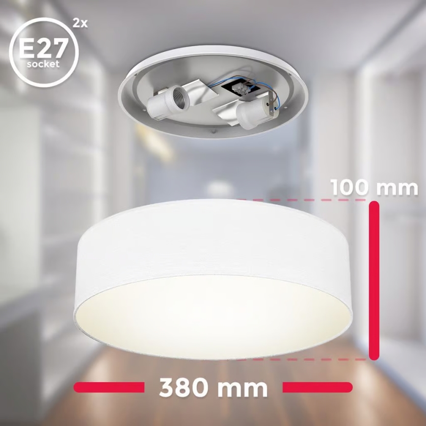 Ceiling light 2xE27/40W/230V Ø 38 cm white