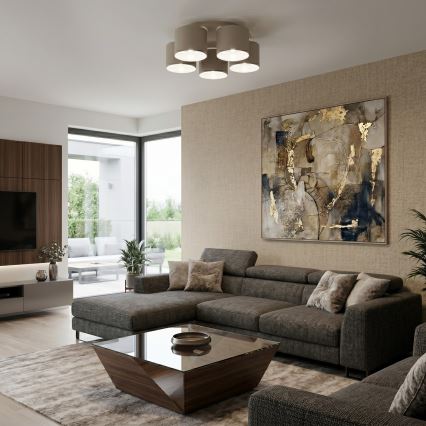 Ceiling light ARDEN 5xE27/15W/230V Ø 58 cm beige