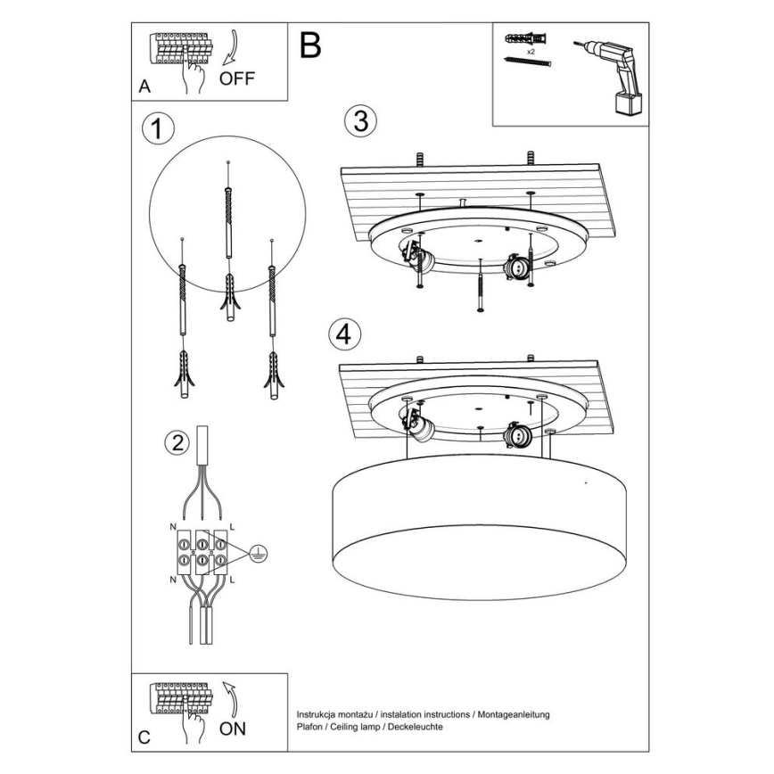 Ceiling light ARENA 4xE27/60W/230V black