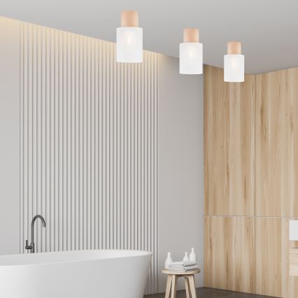 Ceiling light ARI 1xE27/60W/230V d. 16 cm white beech