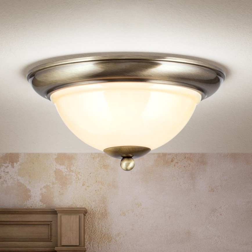 Ceiling light AUSTRIAN OLD LAMP 2xE27/60W/230V d. 27 cm bronze/beige