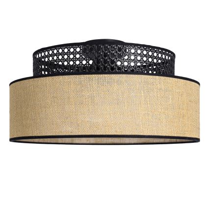 Ceiling light BOHO 1xE27/60W/230V black/rattan