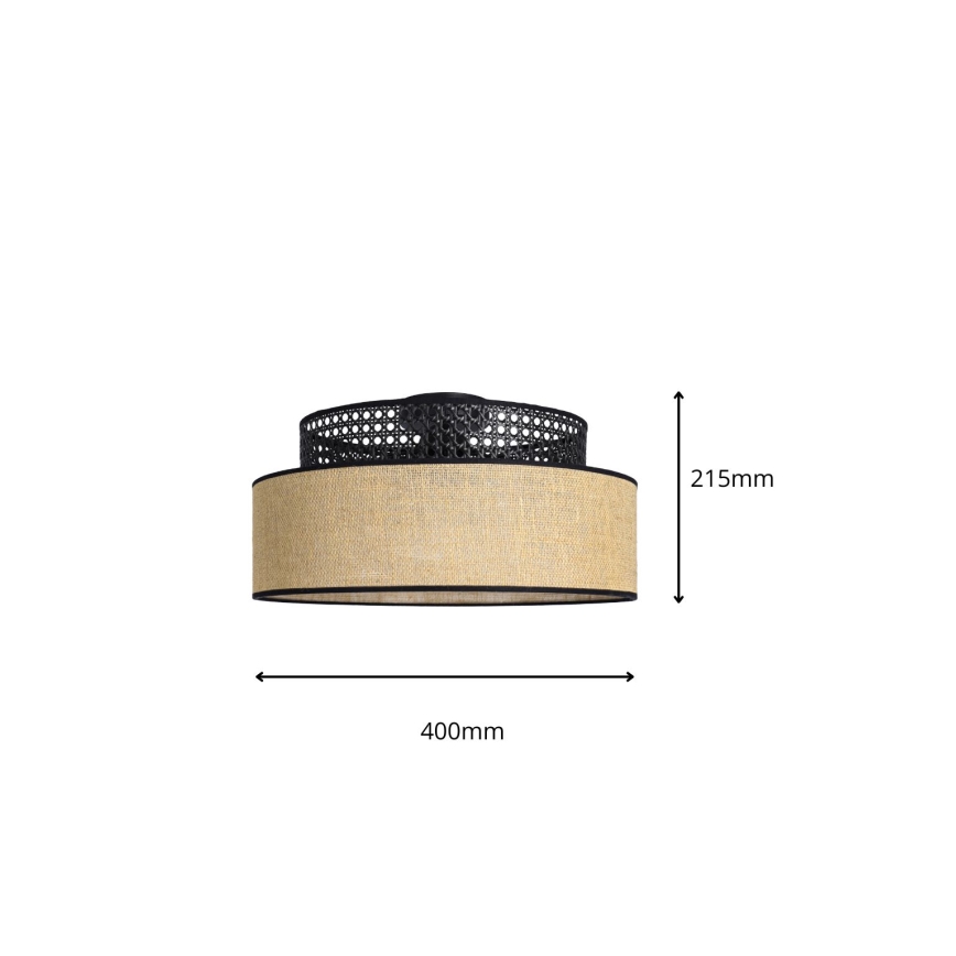 Ceiling light BOHO 1xE27/60W/230V black/rattan