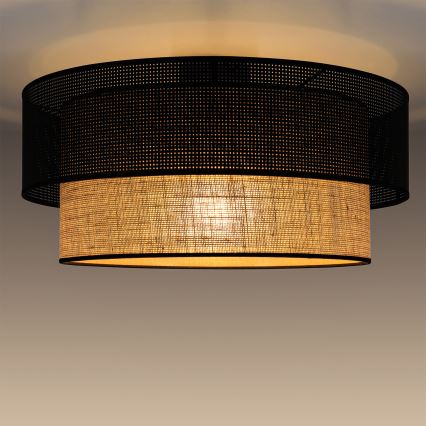 Ceiling light BORHO 1xE27/60W/230V dia. 40 cm black/jute