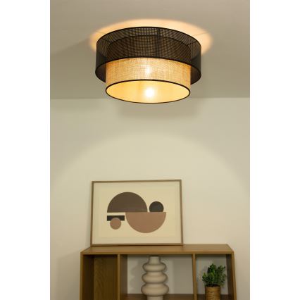 Ceiling light BORHO 1xE27/60W/230V dia. 40 cm black/jute