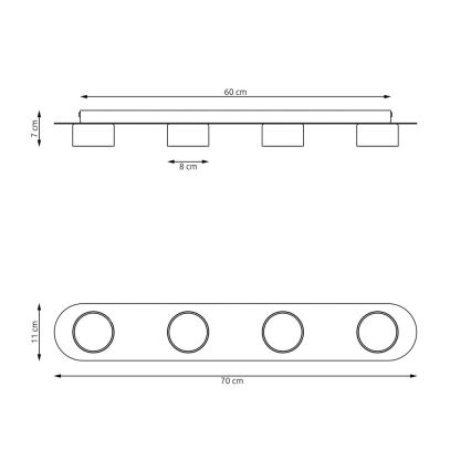 Ceiling light DIAZ 4xGX53/12W/230V black