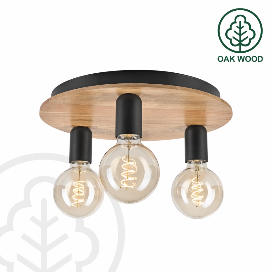 Ceiling light DUSTY 3xE27/15W/230V d. 34 cm oak/black