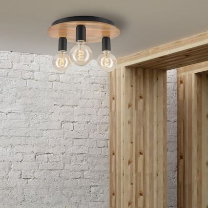 Ceiling light DUSTY 3xE27/15W/230V d. 34 cm oak/black