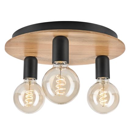 Ceiling light DUSTY 3xE27/15W/230V d. 34 cm oak/black