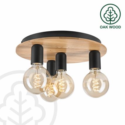 Ceiling light DUSTY 4xE27/15W/230V d. 34 cm oak/black