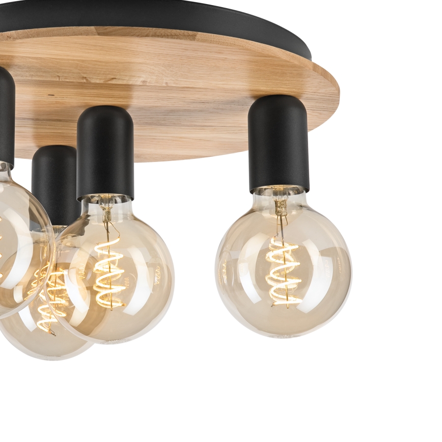 Ceiling light DUSTY 4xE27/15W/230V d. 34 cm oak/black