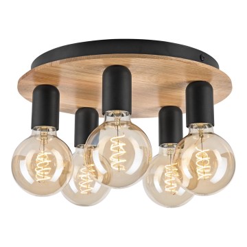 Ceiling light DUSTY 5xE27/15W/230V d. 34 cm oak/black