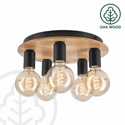 Ceiling light DUSTY 5xE27/15W/230V d. 34 cm oak/black