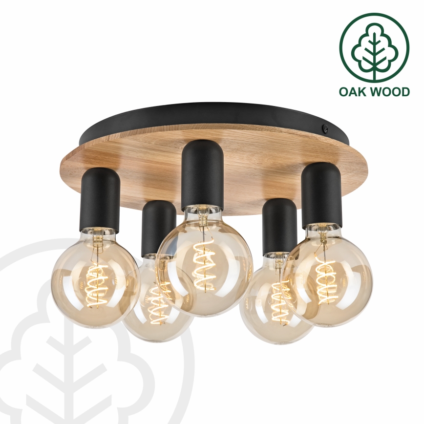 Ceiling light DUSTY 5xE27/15W/230V d. 34 cm oak/black