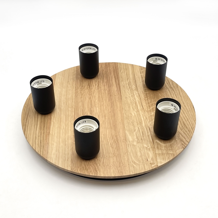 Ceiling light DUSTY 5xE27/15W/230V d. 34 cm oak/black