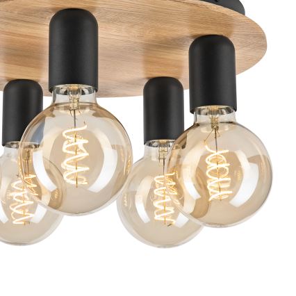 Ceiling light DUSTY 5xE27/15W/230V d. 34 cm oak/black
