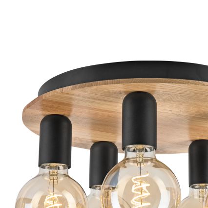 Ceiling light DUSTY 5xE27/15W/230V d. 34 cm oak/black