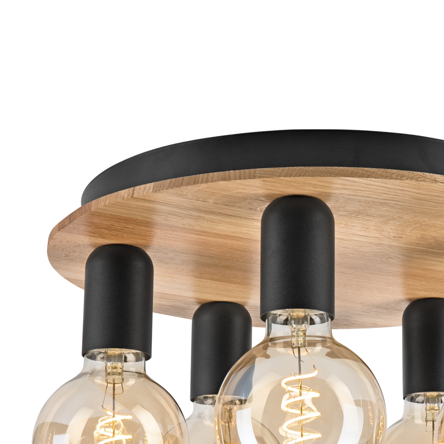 Ceiling light DUSTY 5xE27/15W/230V d. 34 cm oak/black