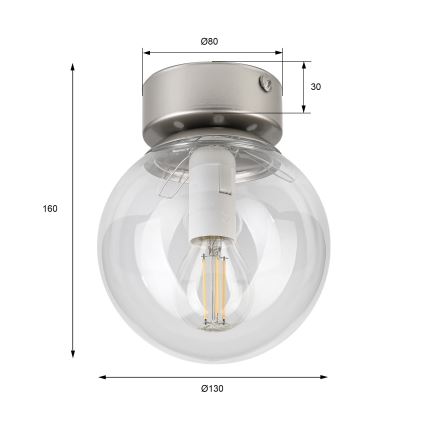 Ceiling light ELIAS 1xE14/5W/230V Ø 13 cm matte chrome/clear
