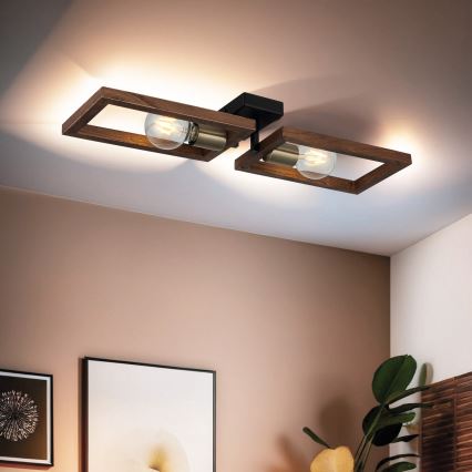 Ceiling light ERA 2xE27/40W/230V brown
