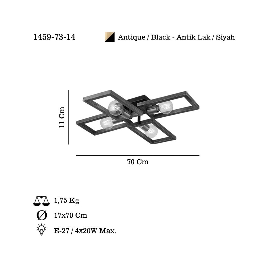 Ceiling light ERA 4xE27/40W/230V brown