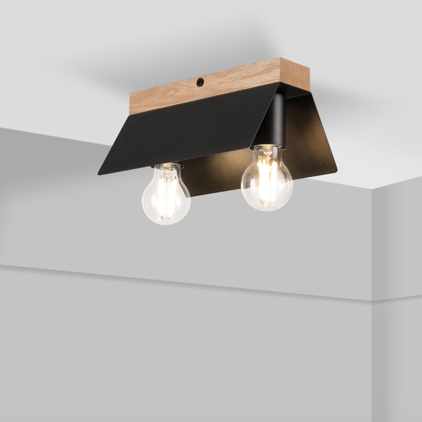 Ceiling light ESME 2xE27/15W/230V black/oak