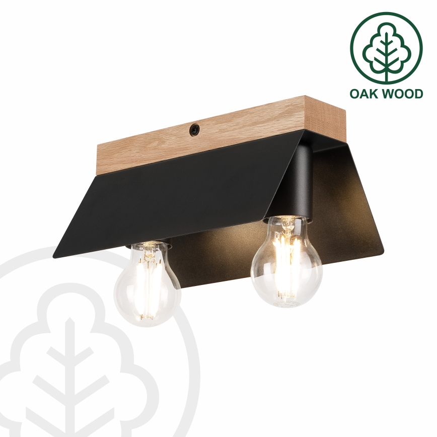 Ceiling light ESME 2xE27/15W/230V black/oak
