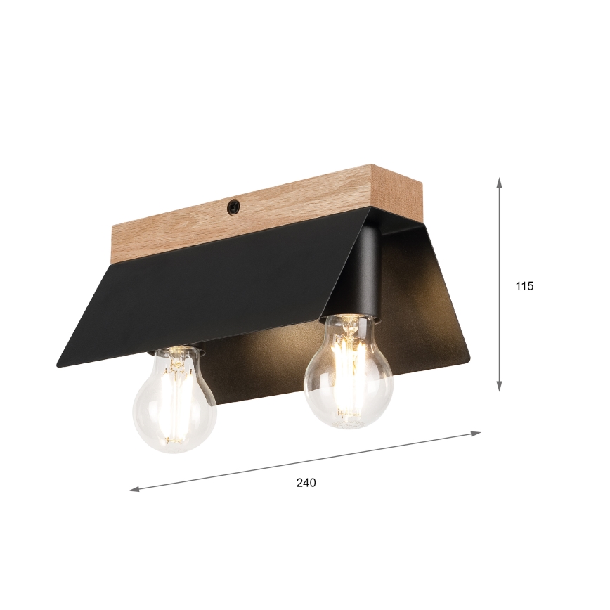 Ceiling light ESME 2xE27/15W/230V black/oak