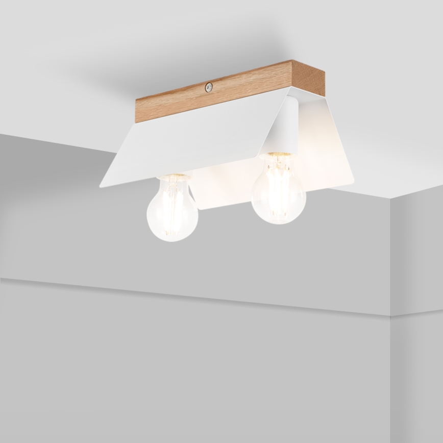 Ceiling light ESME 2xE27/15W/230V white/oak