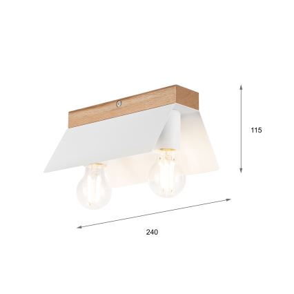 Ceiling light ESME 2xE27/15W/230V white/oak