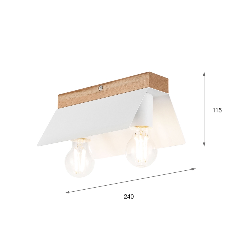 Ceiling light ESME 2xE27/15W/230V white/oak