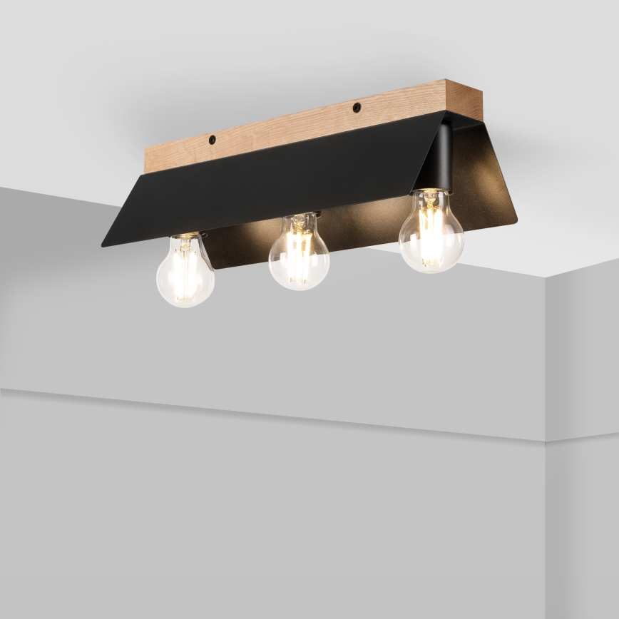Ceiling light ESME 3xE27/15W/230V black/oak