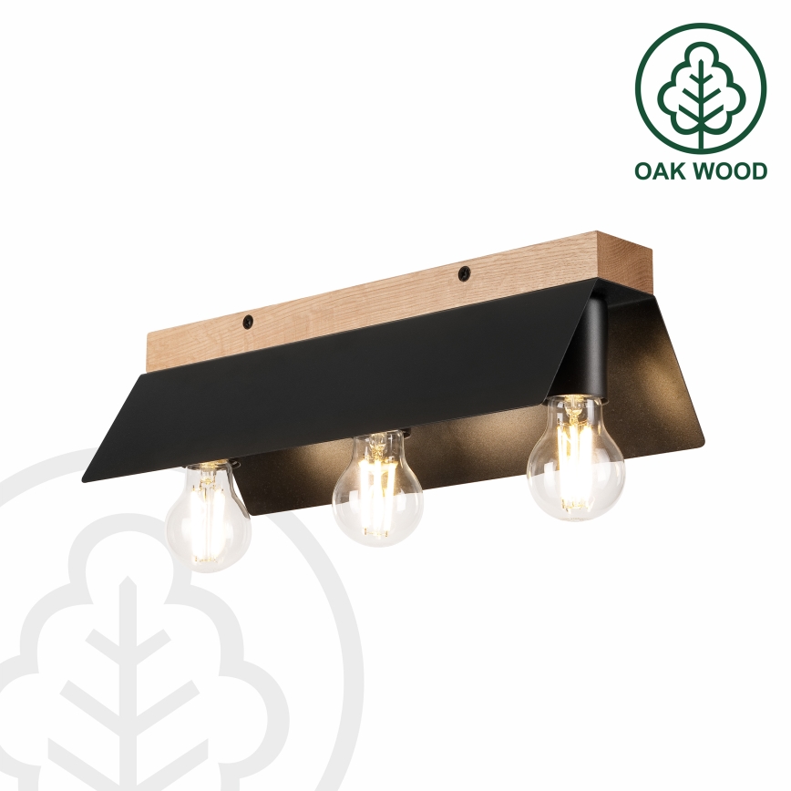Ceiling light ESME 3xE27/15W/230V black/oak